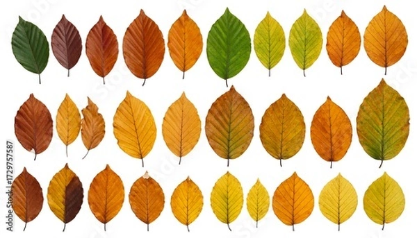 Obraz Autumn leaves in various stages of color change