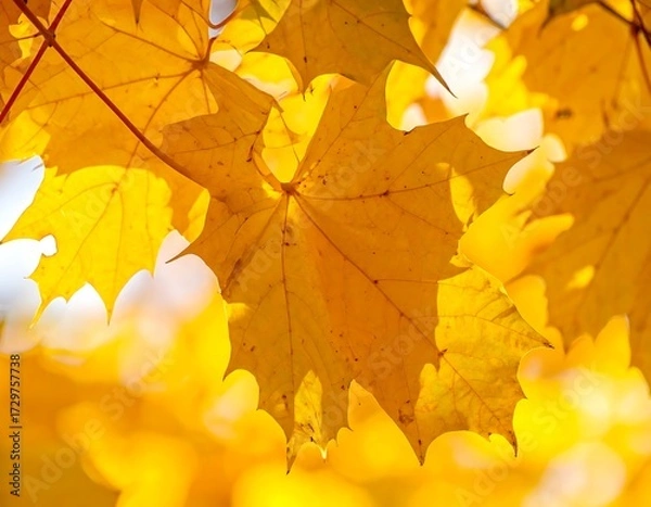 Obraz Autumn leaves in vibrant yellows