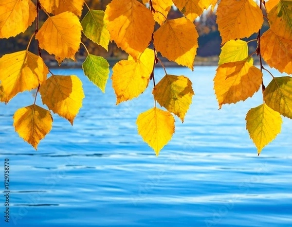 Obraz Autumn leaves over a rippling lake