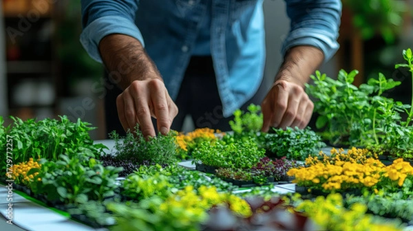 Obraz Person arranging small greenery