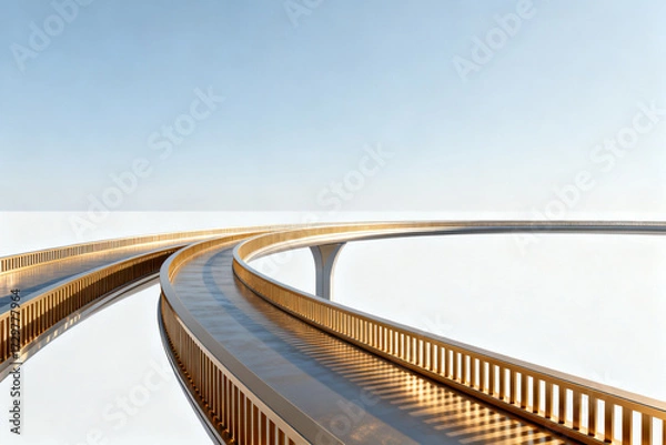 Fototapeta Curved elevated roadway with modern design against clear sky
