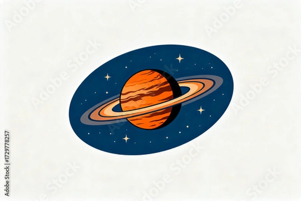 Fototapeta Illustration of Saturn with rings set against a starry space background