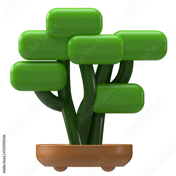 Fototapeta Decorative Bonsai Tree Plant  3D Icon