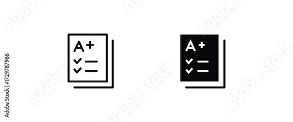 Fototapeta Approval, Document Acceptance Icons. Validated Contract and Authorized Paper line and flat icons set, editable stroke isolated on white, linear vector outline illustration, symbol logo design style