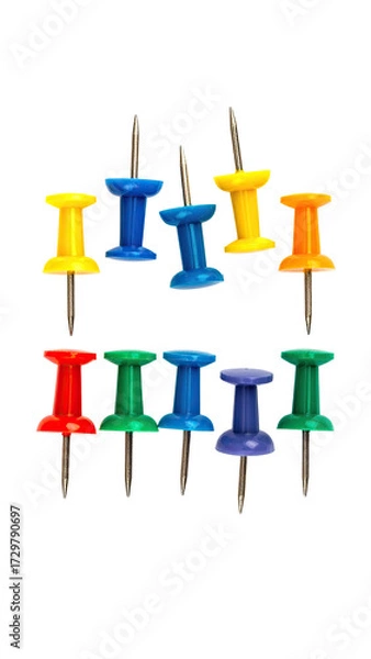 Fototapeta Colorful pushpins arranged in a grid pattern