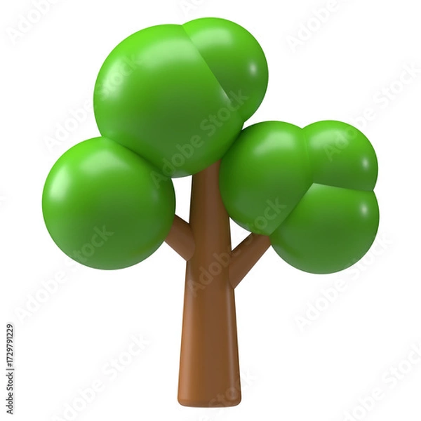 Fototapeta Rounded Green Tree 3D Icon