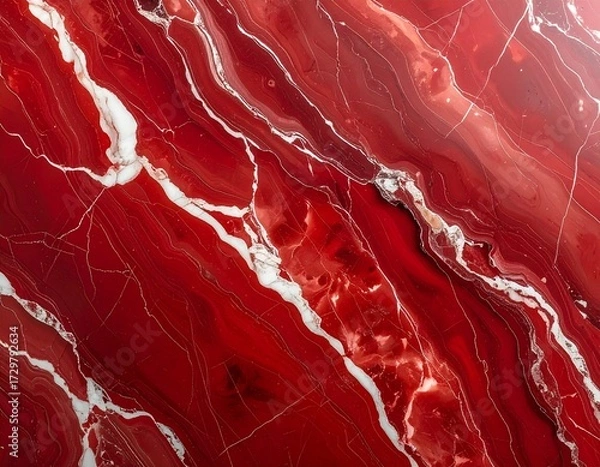 Fototapeta Striking Red Marble Vein A Luxurious Surface with Natural Patterns