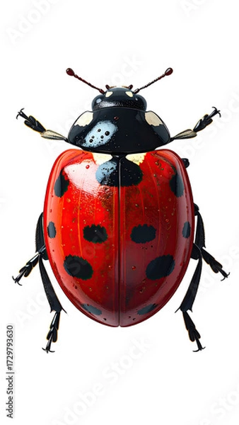 Fototapeta Close-up of a ladybug, vibrant red shell with black spots