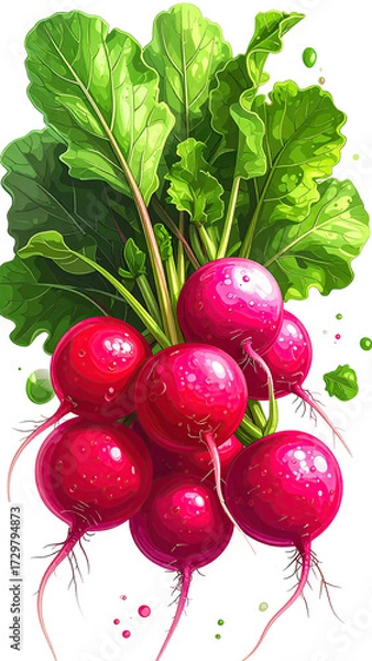 Obraz Close-up of vibrant radish bunch
