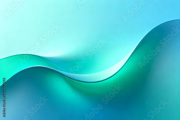 Obraz Abstract wavy gradient background in shades of blue and teal