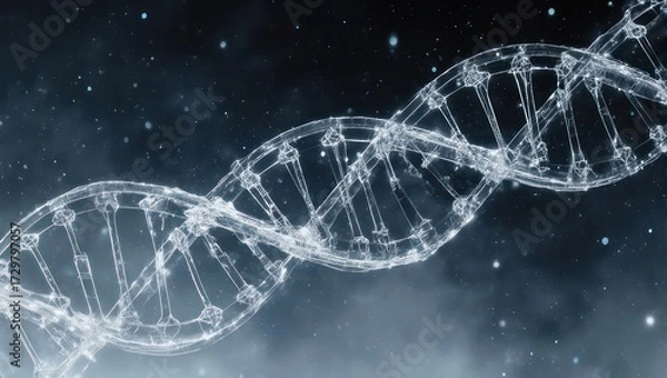 Obraz DNA helix against a starry, smoky backdrop