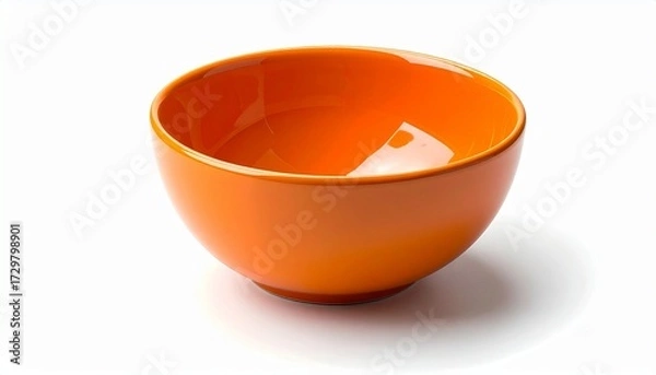 Fototapeta Bright orange bowl with smooth, glossy finish—set against clean white backdrop—evokes crafted simplicity, symbolic containment, and the rhythm of utility, warmth, and modern minimalism.