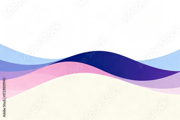 Fototapeta Abstract wavy layers in soft pastel and deep blue tones on a light background