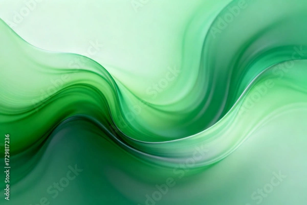 Fototapeta Abstract green wave pattern with smooth flowing gradients and fluid motion