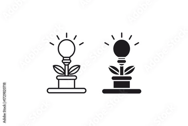 Fototapeta Innovation icon with light bulb plants blossoming ideas, suitable for business, creativity, technology, and design concepts in projects.