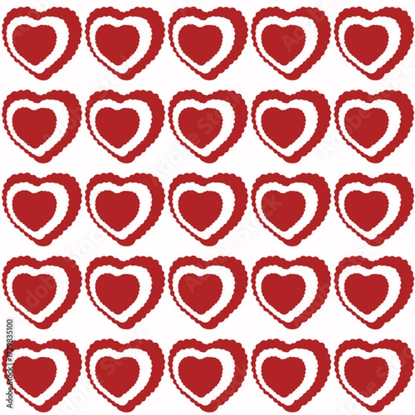 Fototapeta Illustration of a seamless pattern background with hearts arranged in a long row.