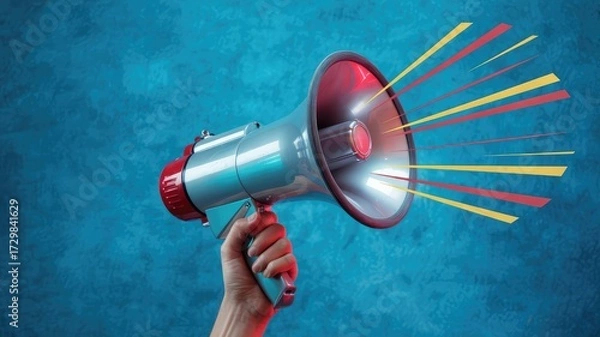 Obraz Make your voice heard with this vibrant megaphone announcement for impactful marketing campaigns now