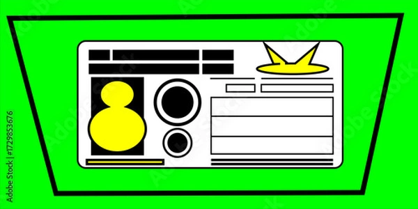 Fototapeta Illustration of Individual Number Card (My Number Card) in a speech bubble, front side. The card is black on a green background, all around it is transparent.