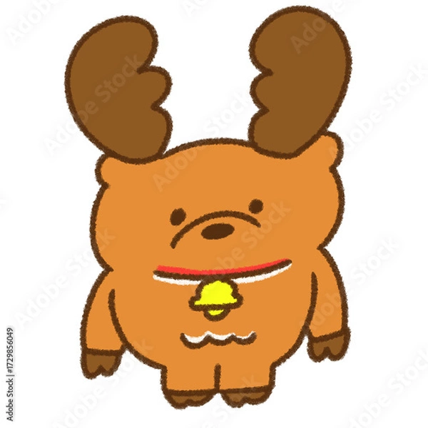 Fototapeta 首にベルをつけたクリスマスのトナカイのイラスト 