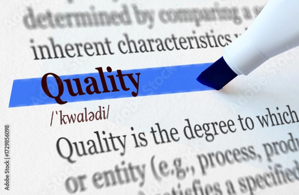 Fototapeta the definition of the word QUALITY highlighted in blue