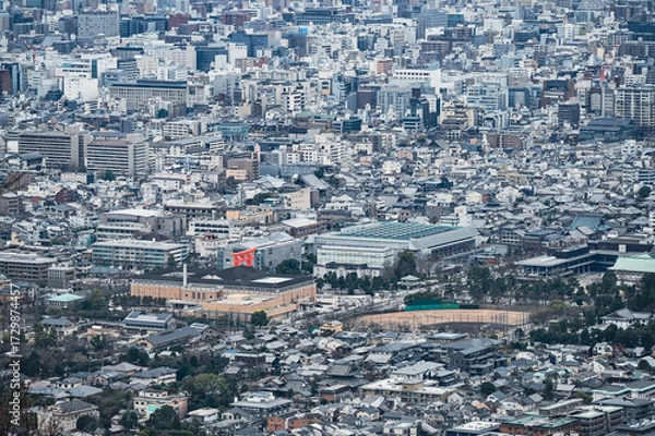 Obraz 大文字山から見る日本の都、京都の景観