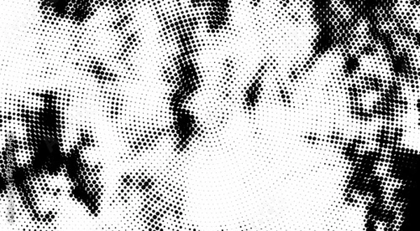 Fototapeta a black and white halftone dot feame, Halftone radial texture with varying density abstract black and white circles, black and white metal grid pattern texture with steel mesh dots and halftone
