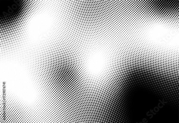 Fototapeta Black and white abstract halftone pattern with dots and circles for a digital texture illustration design element