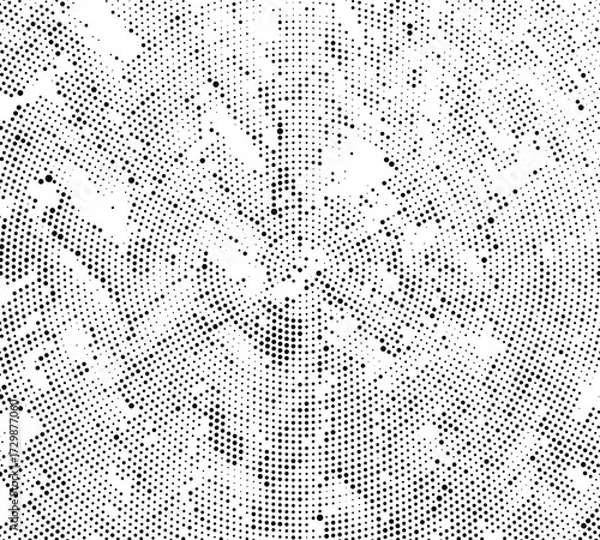 Fototapeta a black and white photo of a brick wall, abstract grunge background with dots, A vintage, black-and-white abstract grunge texture pattern for a dirty wall design or cold winter ice illustration