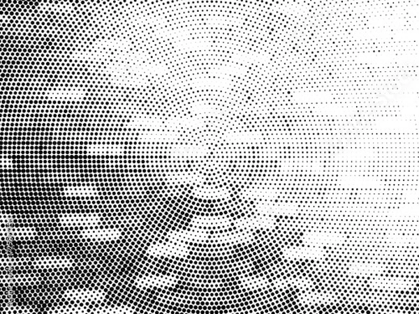Fototapeta Seamless vector pattern with abstract halftone dots and a retro geometric bricks wall texture design for a stylish black and white wallpaper background, abstract halftone background, 