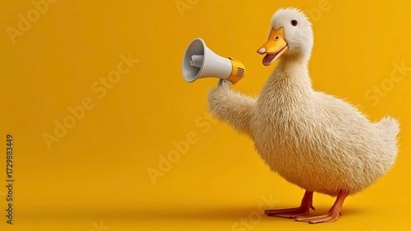 Fototapeta An Enthusiastic Duck Makes an Important Quacking Announcement