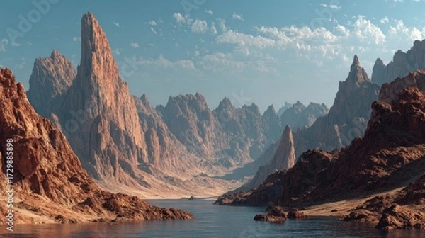 Obraz Serenity at the Edge of the World: Mountain Lake Reflection Under the Skies
