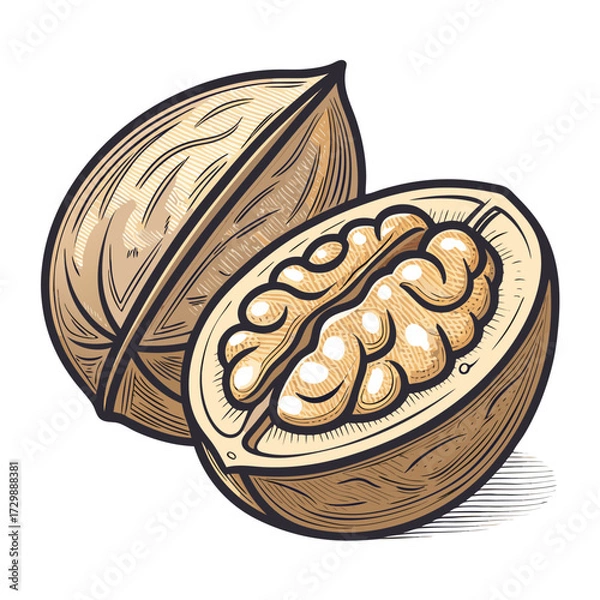 Fototapeta Create Bold Stroke Walnut Cracked Open Professional Photo Great for Commercial Projects