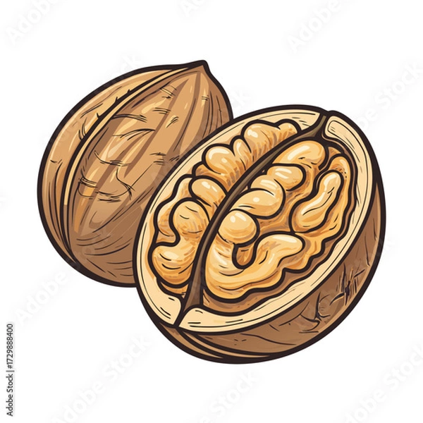 Fototapeta Create Bold Stroke Walnut Cracked Open Creative Visual Perfect for Editorial Content