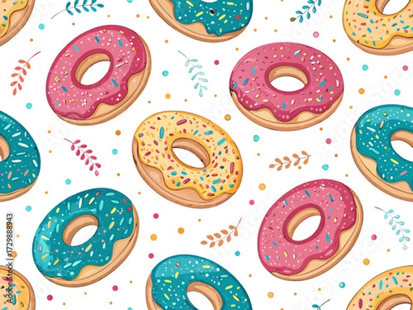 Fototapeta Depicting Seamless Donut Doodles With Sprinkles Stunning Professional Photo
