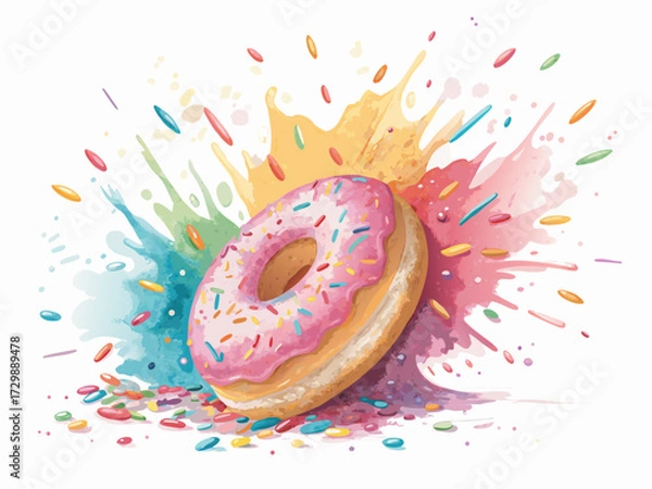 Fototapeta Depicting Vibrant Donut Explosion With Sprinkles And Bold Elegant Professional Photo
