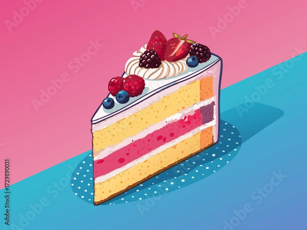 Fototapeta Bold Cake Slice Vibrant Gradient Premium Digital Asset Perfect for Editorial Content