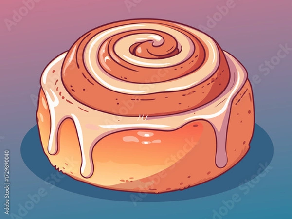 Fototapeta Elegant Bold Cinnamon Roll With Glowin High-Quality Stock Image