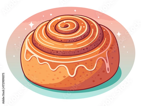 Fototapeta Elegant Bold Cinnamon Roll With Glowin High-Quality Stock Image