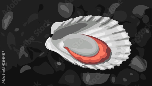 Fototapeta oyster-on-a-rocky-vector-base--------