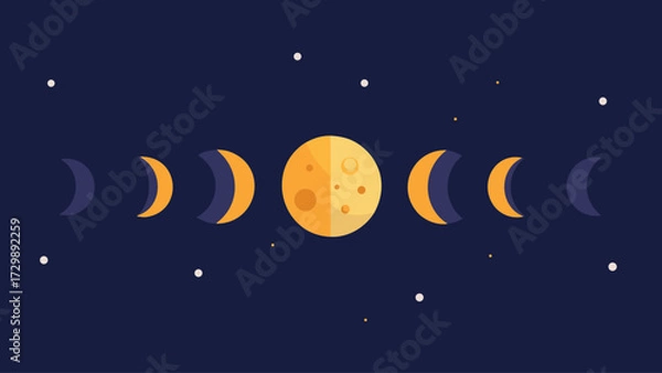 Fototapeta -moon-phases-in-minimalist-style------