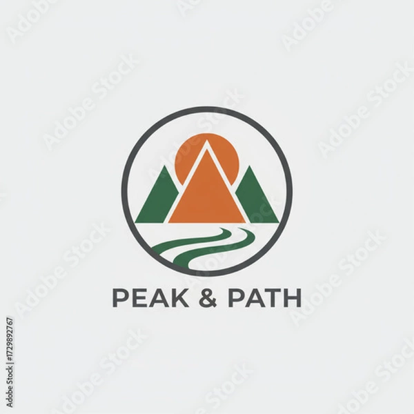 Fototapeta Minimalist vector mountain logo for an outdoor gear brand. Two-color