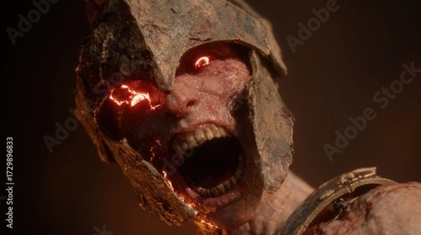 Obraz Cursed Gladiator Screaming in Molten Light.