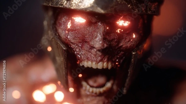 Obraz Cursed Gladiator Screaming in Molten Light.