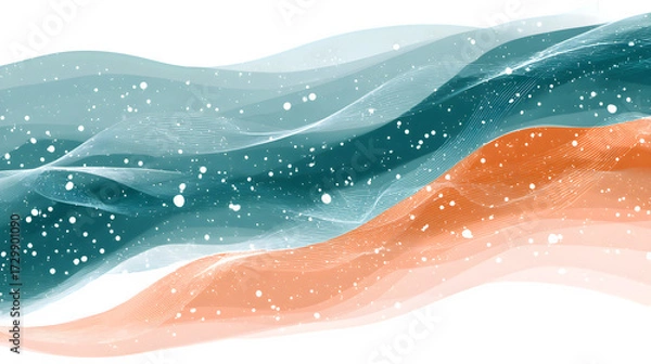 Fototapeta Abstract wave data stream, isolated on transparent background