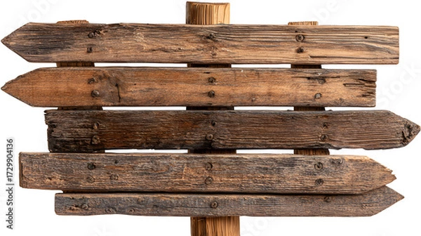 Fototapeta Rustic Wooden Directional Sign, isolated on transparent background