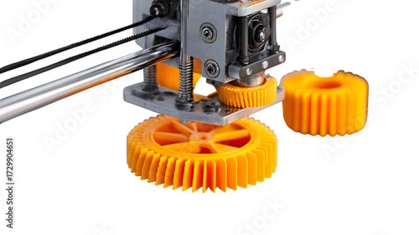 Fototapeta 3D Printer Creating Gears, isolated on transparent background