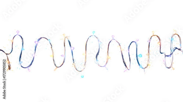 Fototapeta Colorful string lights, isolated on transparent background