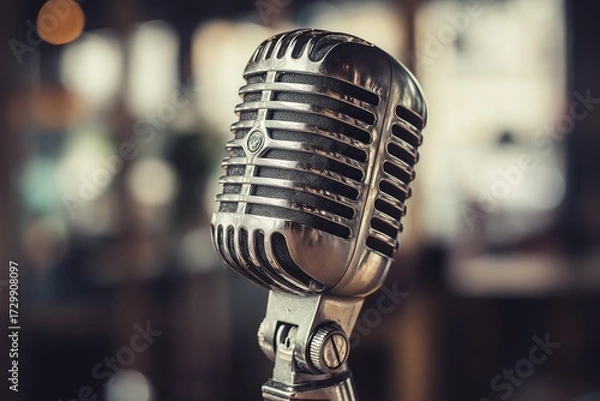Fototapeta Vintage-style audio microphone in retro design