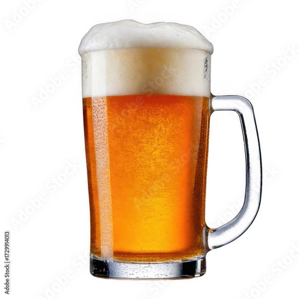 Obraz a glass of beer with foam isolated on white and transparent background.
