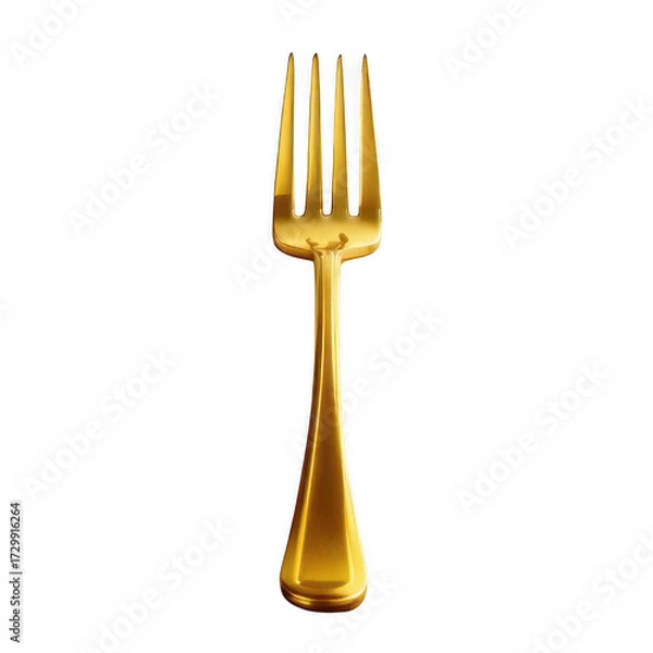 Obraz a gold fork isolated on white and transparent background.